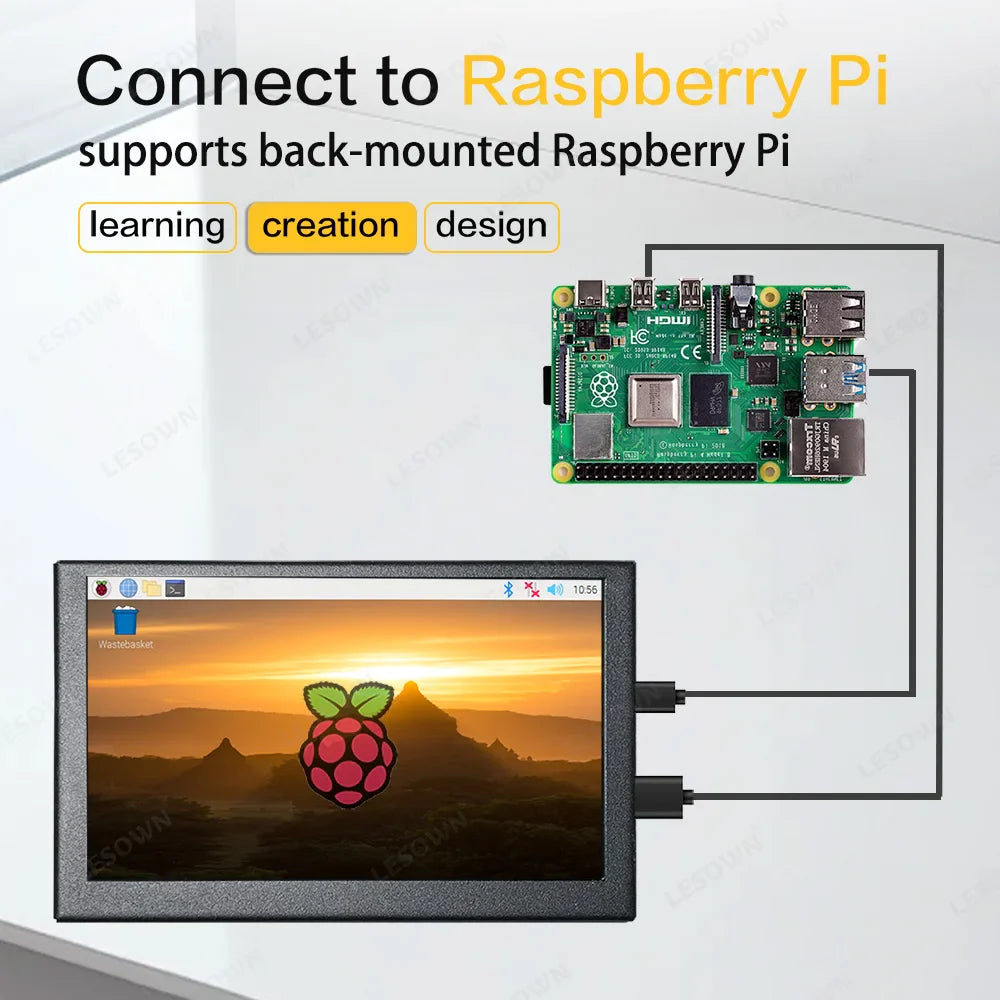 5in Black HDMI LCD Monitor – Portable IPS Screen for Pi & Cameras