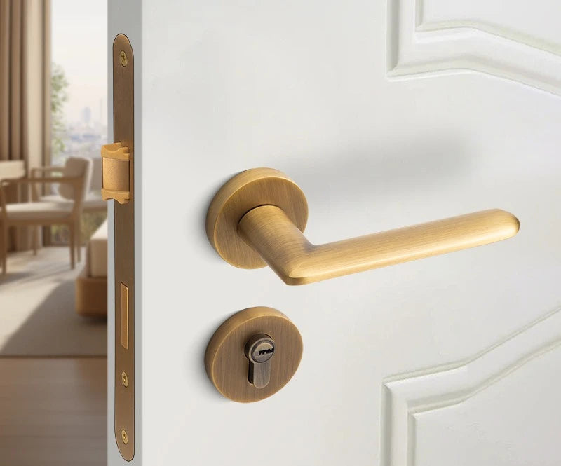 Mute Interior Door Lock, Brass Handle, Bedroom Privacy