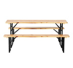3pc Wooden Outdoor Dining Set with Folding Table and Benches – Seats 6