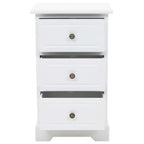 White 3-Drawer Bedside Table – Compact MDF & Pine Wood Bedroom Storage