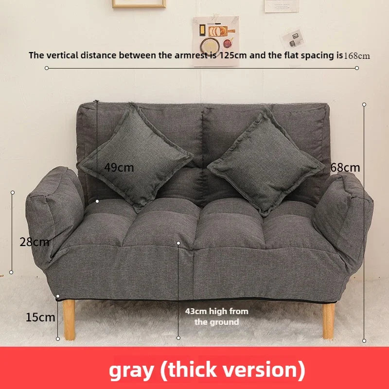 2-in-1 Foldable Sofa Bed Space-Saving Double Lounge Chair for Apartments, Gray