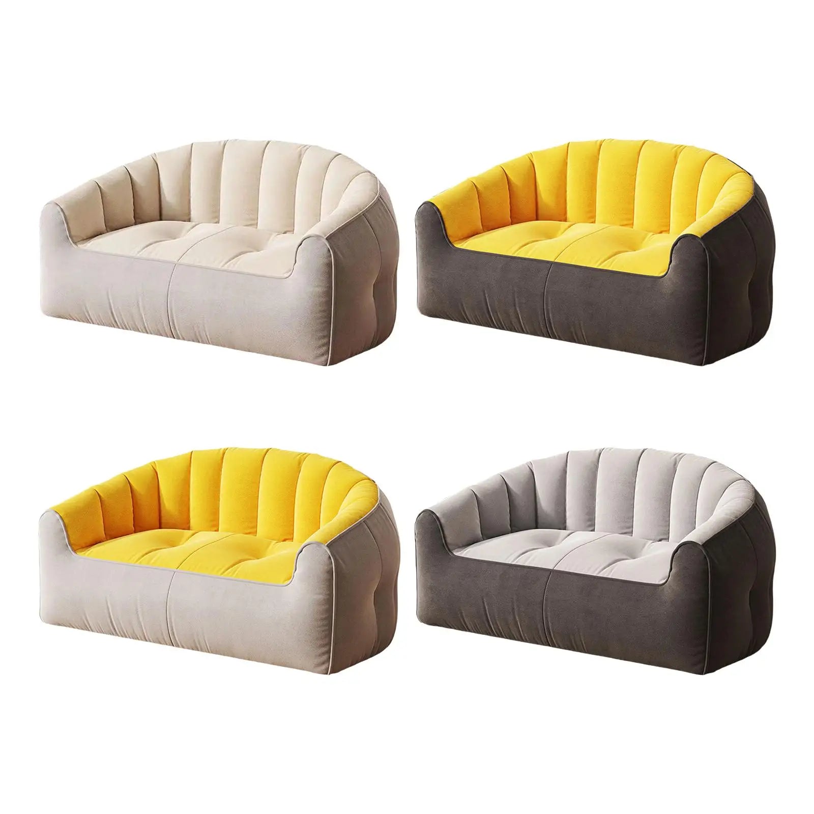 Compact 2-Seater Couch Soft Velvet Sofa for Bedrooms & Studios, Light Gray Beige Finish