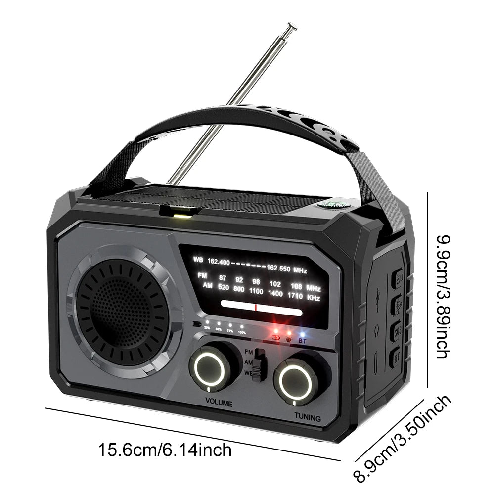 16000mAh Emergency Radio with Flashlight and Power Bank