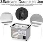 Portable Ultrasonic Cleaner 800ml 35W Stainless Steel Bath for Jewellery, Glasses & Watches