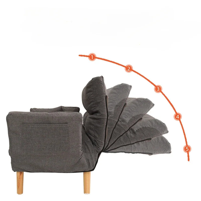 2-in-1 Foldable Sofa Bed Space-Saving Double Lounge Chair for Apartments, Gray
