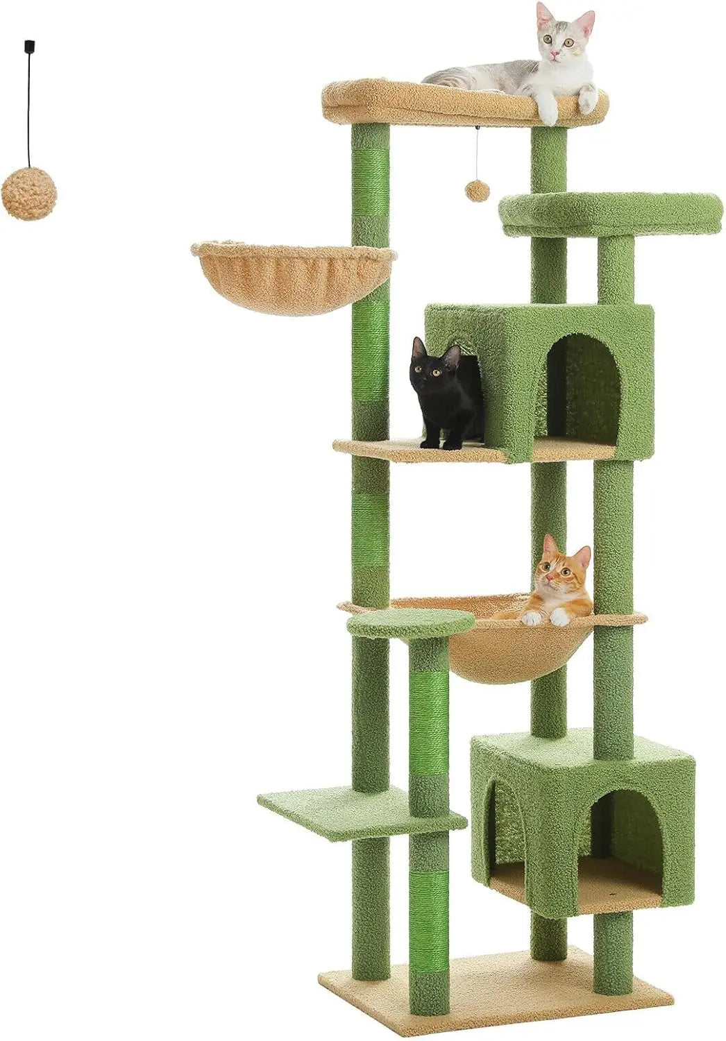 175cm Multi-Level Cactus Cat Tree with Cozy Condos and Sisal Scratching Posts