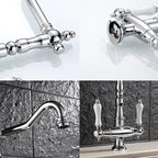 Antique Brass Kitchen Mixer Tap with Dual Handles and 360° Swivel Spout