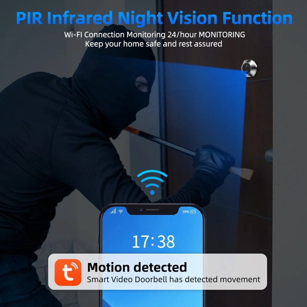 1080p Wireless Peephole Door Viewer with 64GB TF Card