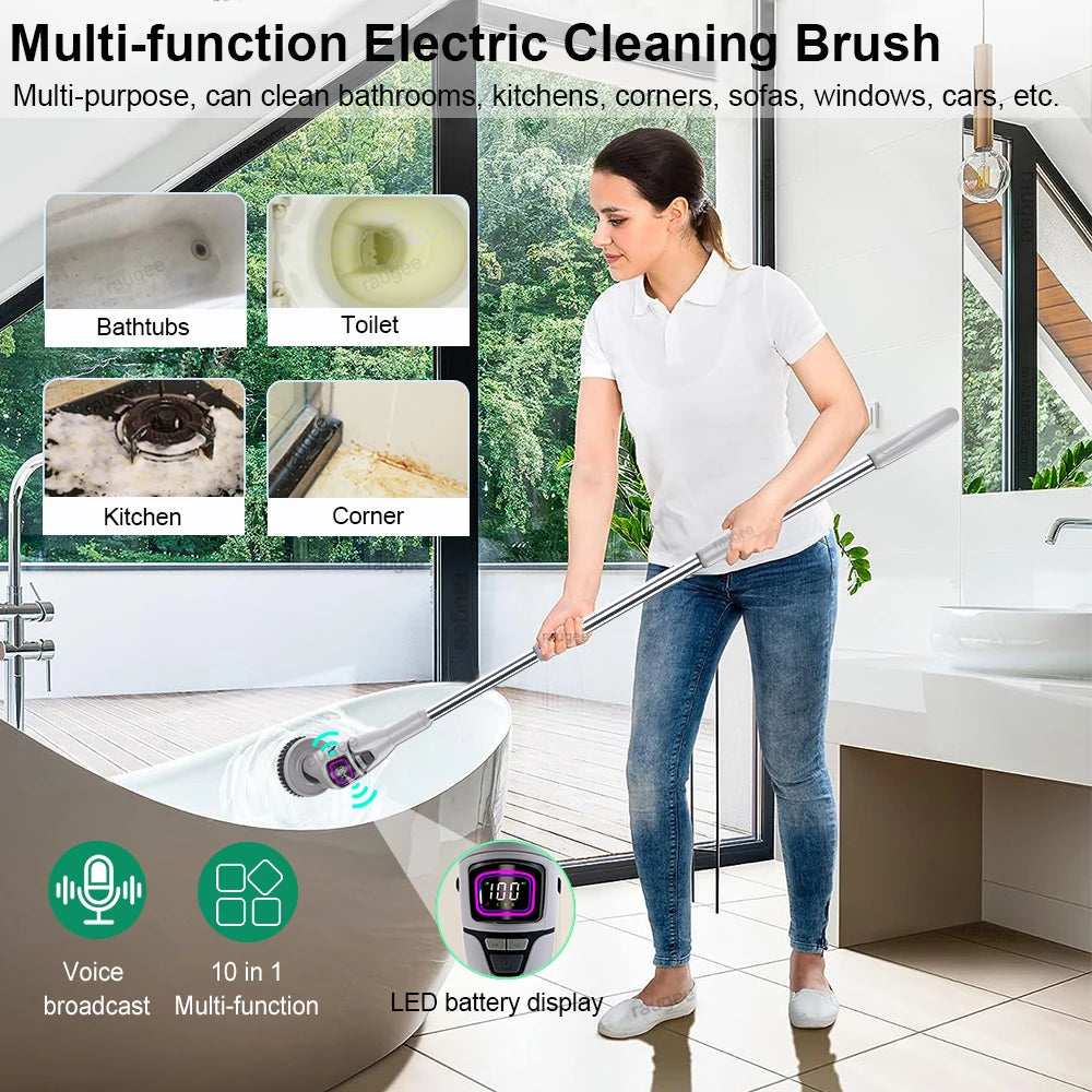 Rechargeable Bathroom Scrubber – Multifunctional Spin Brush for Home Cleaning