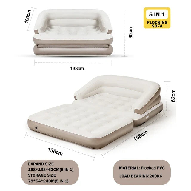 Multifunctional Inflatable Lounge Chair Bed for Outdoor & Home