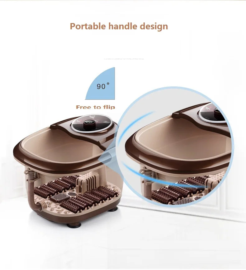 Brown Foot Bath Massager with Heat, Bubbles & Infrared Therapy