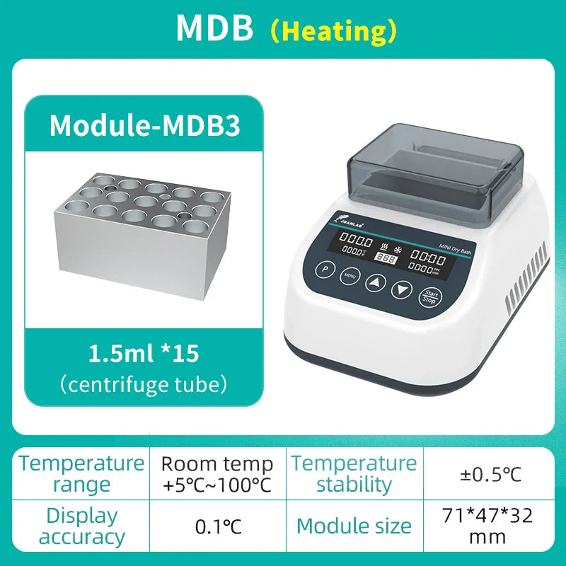 Portable Dry Bath Incubator with Adjustable Temp and Timer MDB 1.5mlx15