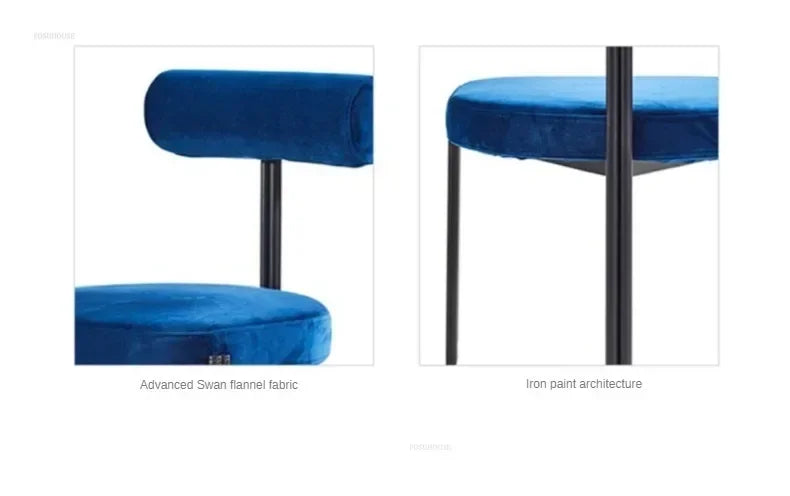 Blue Leisure Dining Chair with Backrest Ideal for Home Use