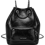 Fashion Silver PU Leather Backpack – Soft Pleated Convertible Crossbody