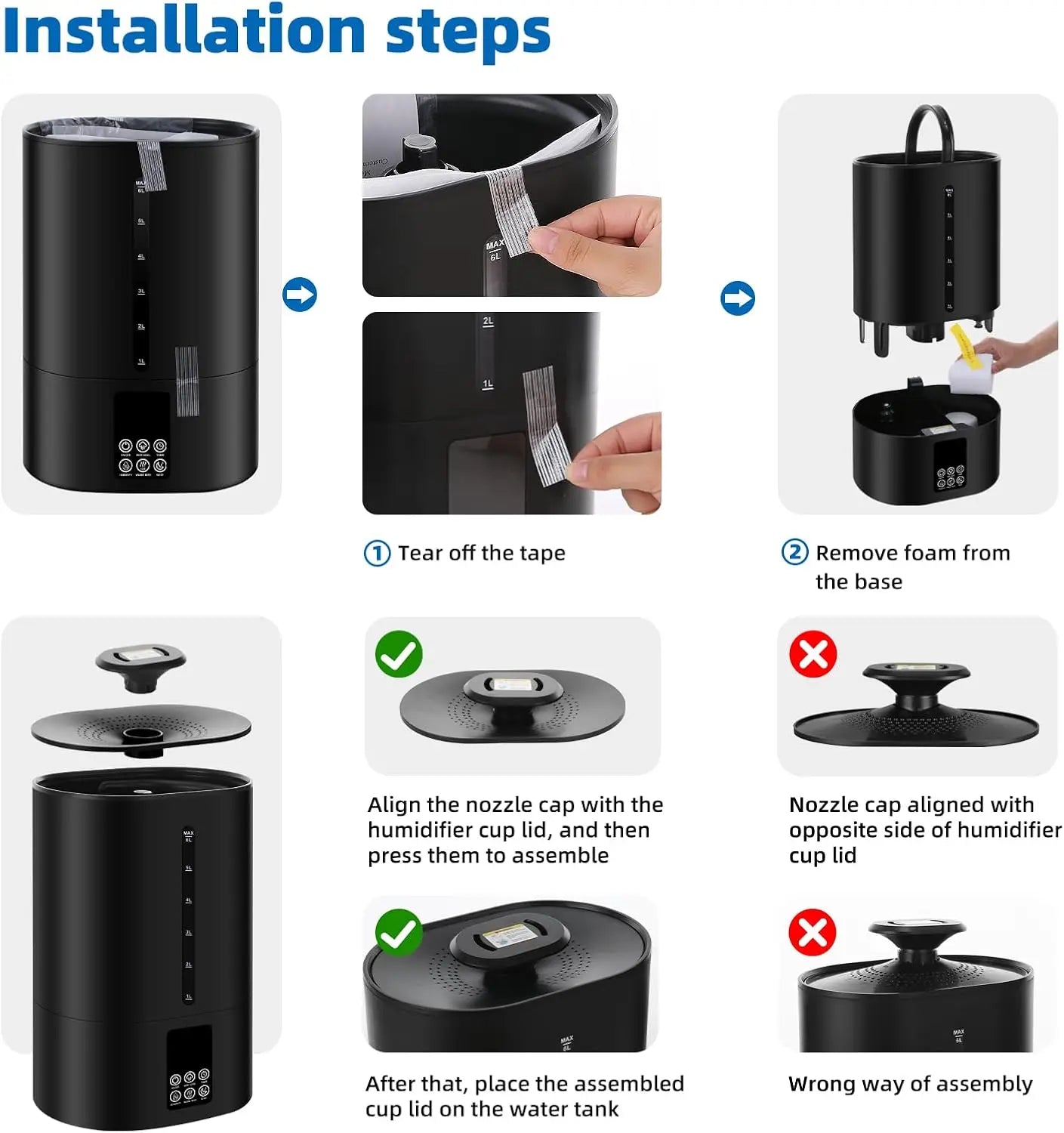 Large Room Humidifier with 3 Mist Levels, Quiet Sleep Mode & 360° Nozzle