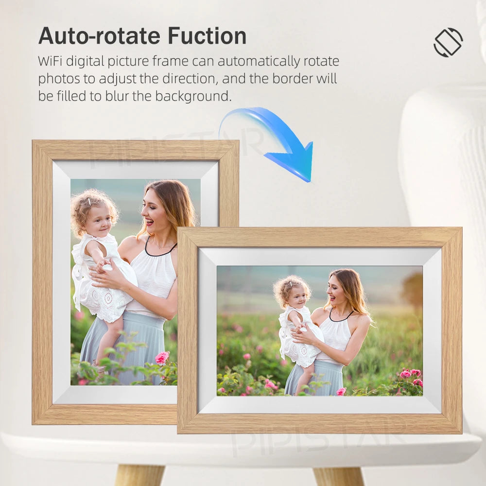 10.1" WiFi Digital Photo Frame with Touch Screen – 32GB Storage, Frameo App, HD Display