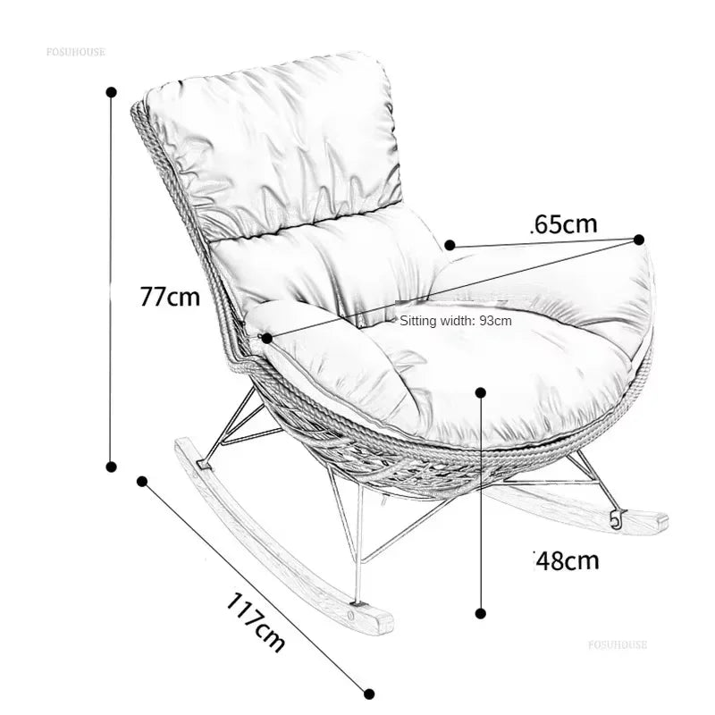 Outdoor Rattan Lounge Chair Semi-Reclining Retro Design for Comfortable Seating