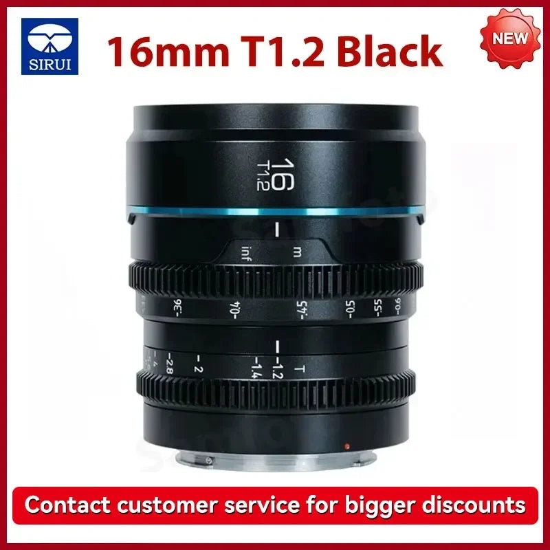 16mm T1.2 Black Cine Lens for Full Frame Cameras