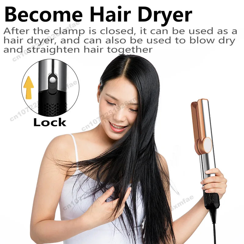 2-in-1 Hair Straightener & Dryer with Negative Ions and 3 Heat Modes