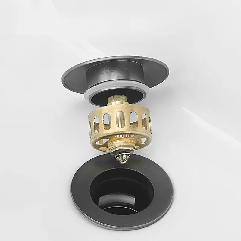 Push-Type Deodorizing Drain Pipe for Bathroom Wash Basin Overflow Hole