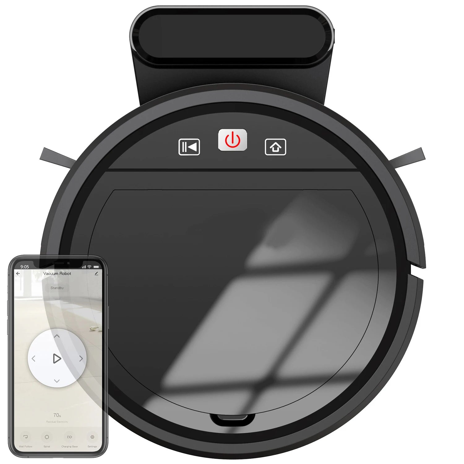 2-in-1 Robot Vacuum & Mop with Remote Control and Compact Design