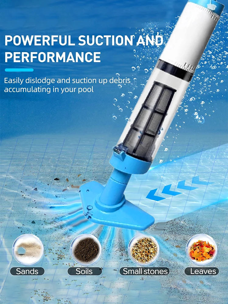 Portable Handheld Pool Cleaner with Adjustable Pole for Spas and Bathtubs
