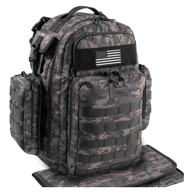 Black Tactical Backpack Waterproof 40L for Hiking & Travel
