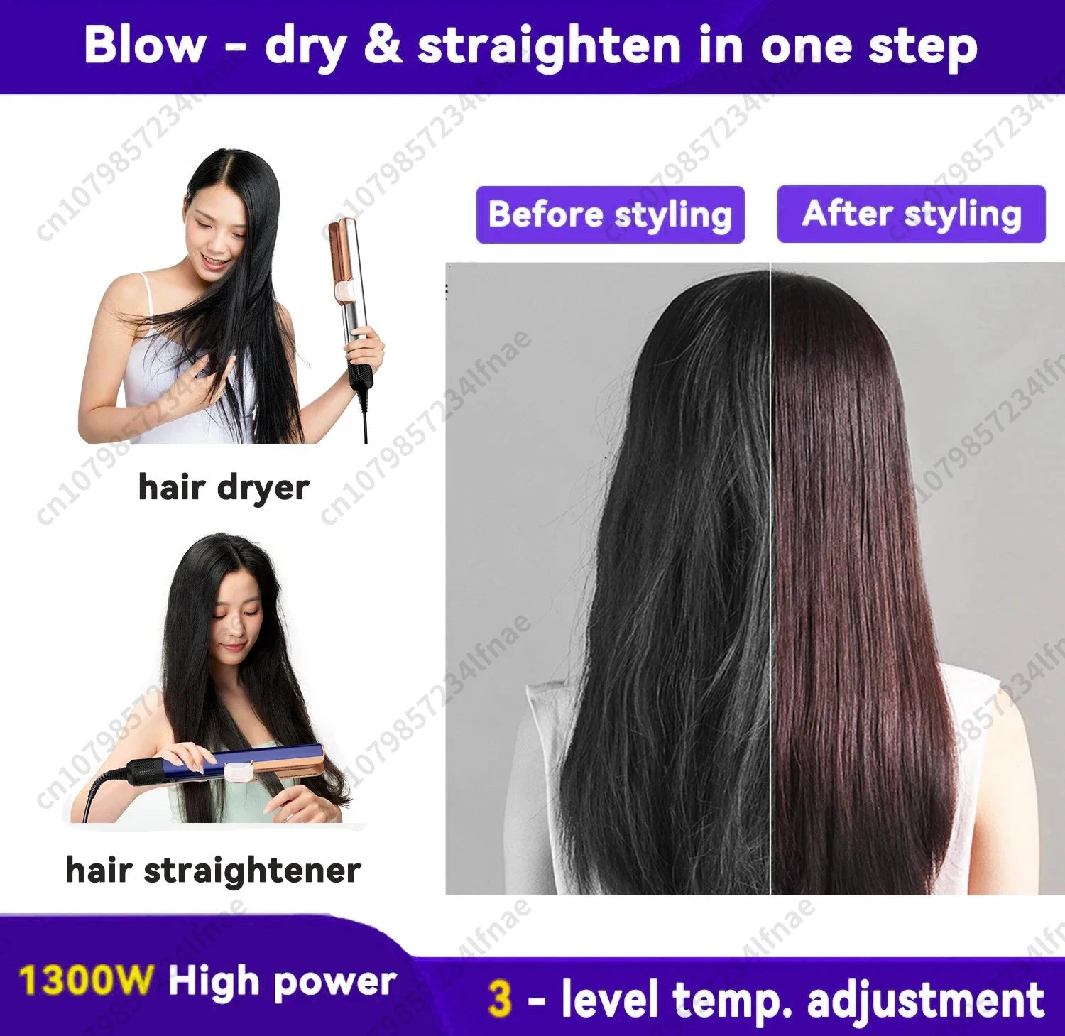 2-in-1 Cordless Hair Straightener & Dryer with Ionic Heating (210°C Max)