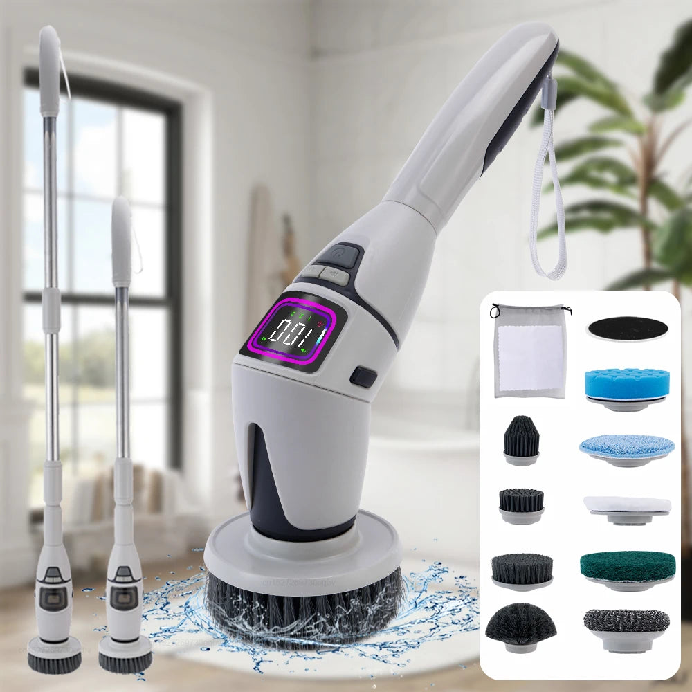 Rechargeable Bathroom Scrubber – Multifunctional Spin Brush for Home Cleaning