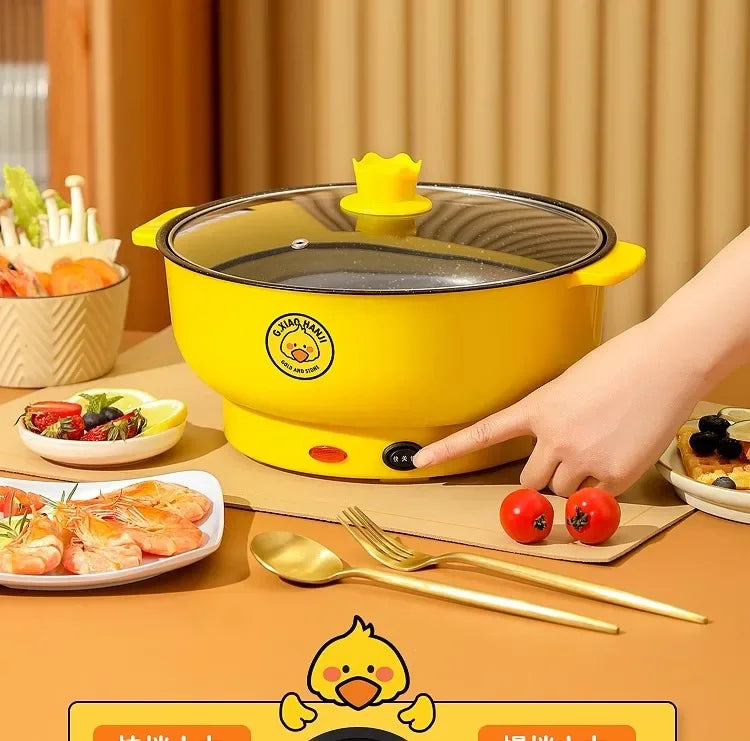 28cm Mini Multifunctional Electric Cooker for Dorm or Home – Fry, Boil, Steam