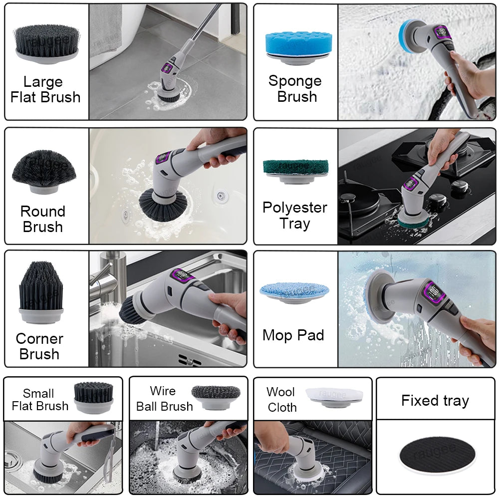 Rechargeable Bathroom Scrubber – Multifunctional Spin Brush for Home Cleaning