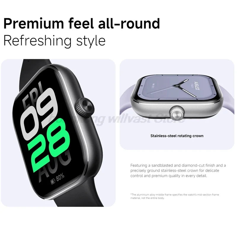 Bluetooth Smartwatch with 2.07" AMOLED Display & 24-Day Battery - Gray n Pink Strap