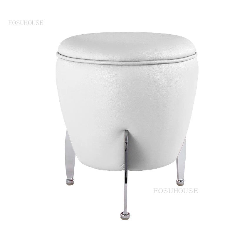 Minimalist Leather Changing Stool Small Space-Friendly Seat for Dressing Room or Office Reception