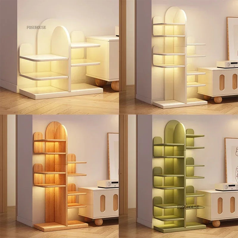 Modern Wooden Bookcase Rack Floor-Standing Multi-Layer Storage for Home or Office