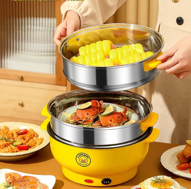 26cm Mini Multifunctional Electric Cooker for Dorm or Home – Fry, Boil, Steam