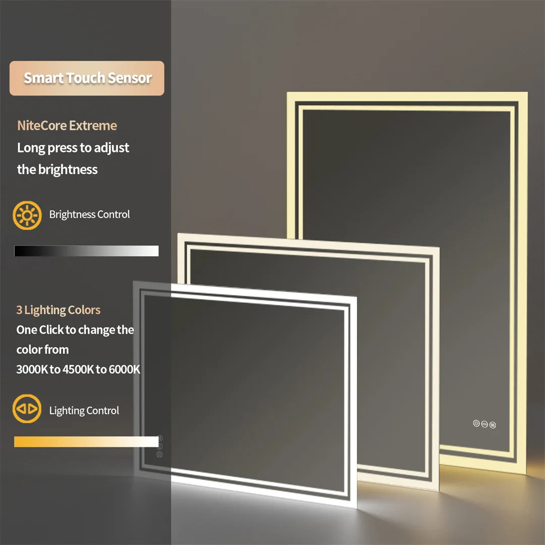 LED Backlit Bathroom Mirror with Touch Sensor