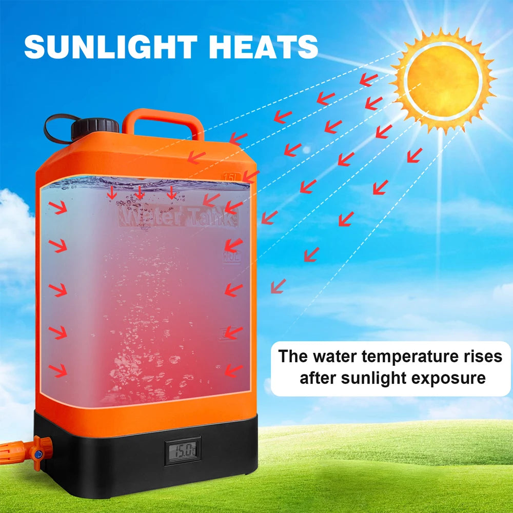 16L Portable Electric Shower for Camping IPX6 Pump with USB Recharge & Long Hose