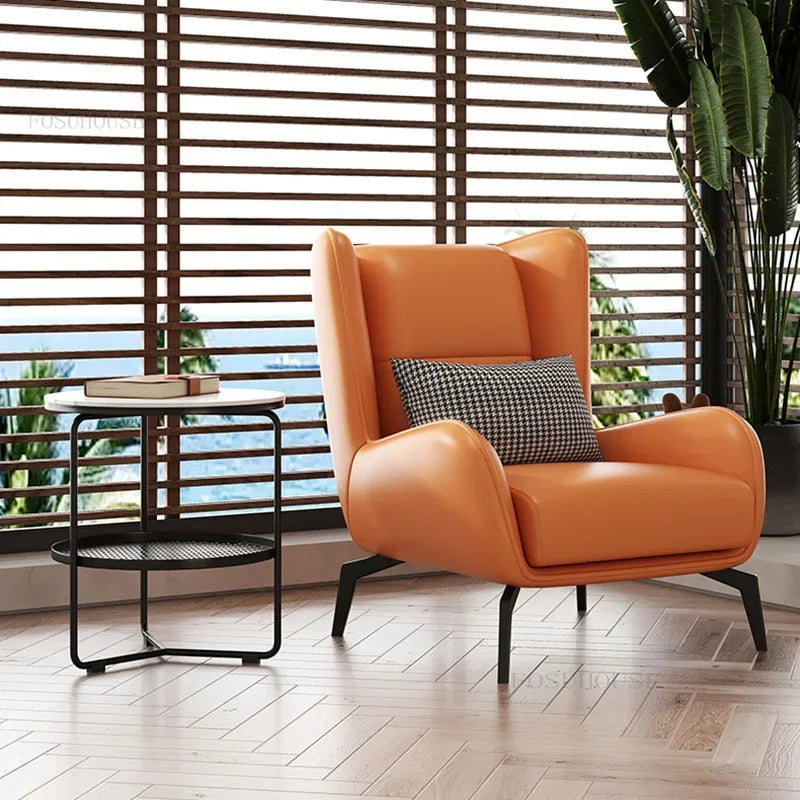 Italian Style Leisure Chair Fabric Recliner Sofa with Armrests, Minimalist Modern Home Furniture