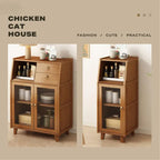 Bamboo Sideboard Cupboard with Clear Acrylic Doors – Bathroom, Kitchen or Vanity Use