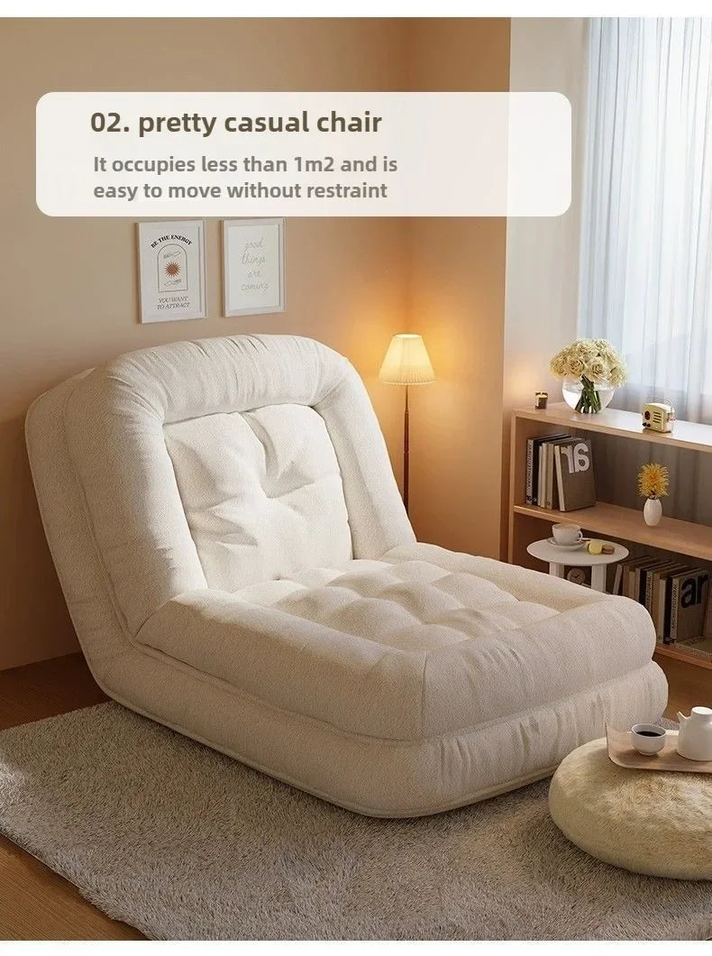 2-in-1 Foldable Tatami Sofa Bed Portable Lounge Chair Nest for Sleeping (White Large)