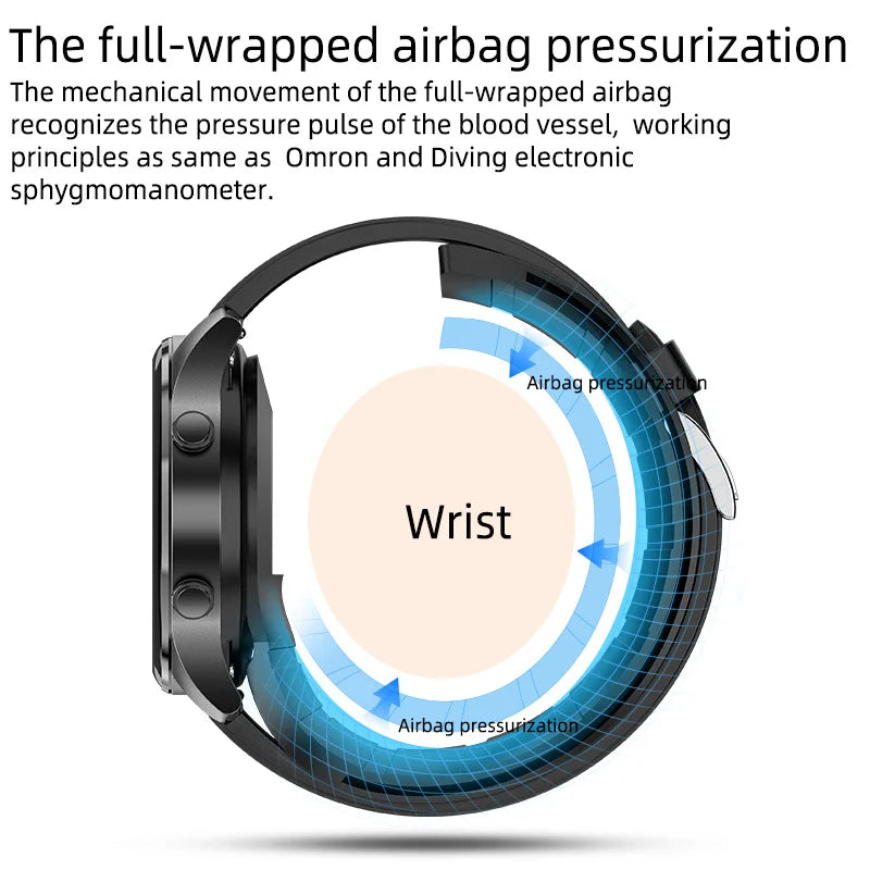Rechargeable IP68 Smartwatch – ECG, Heart Rate & Blood Sugar Tracker