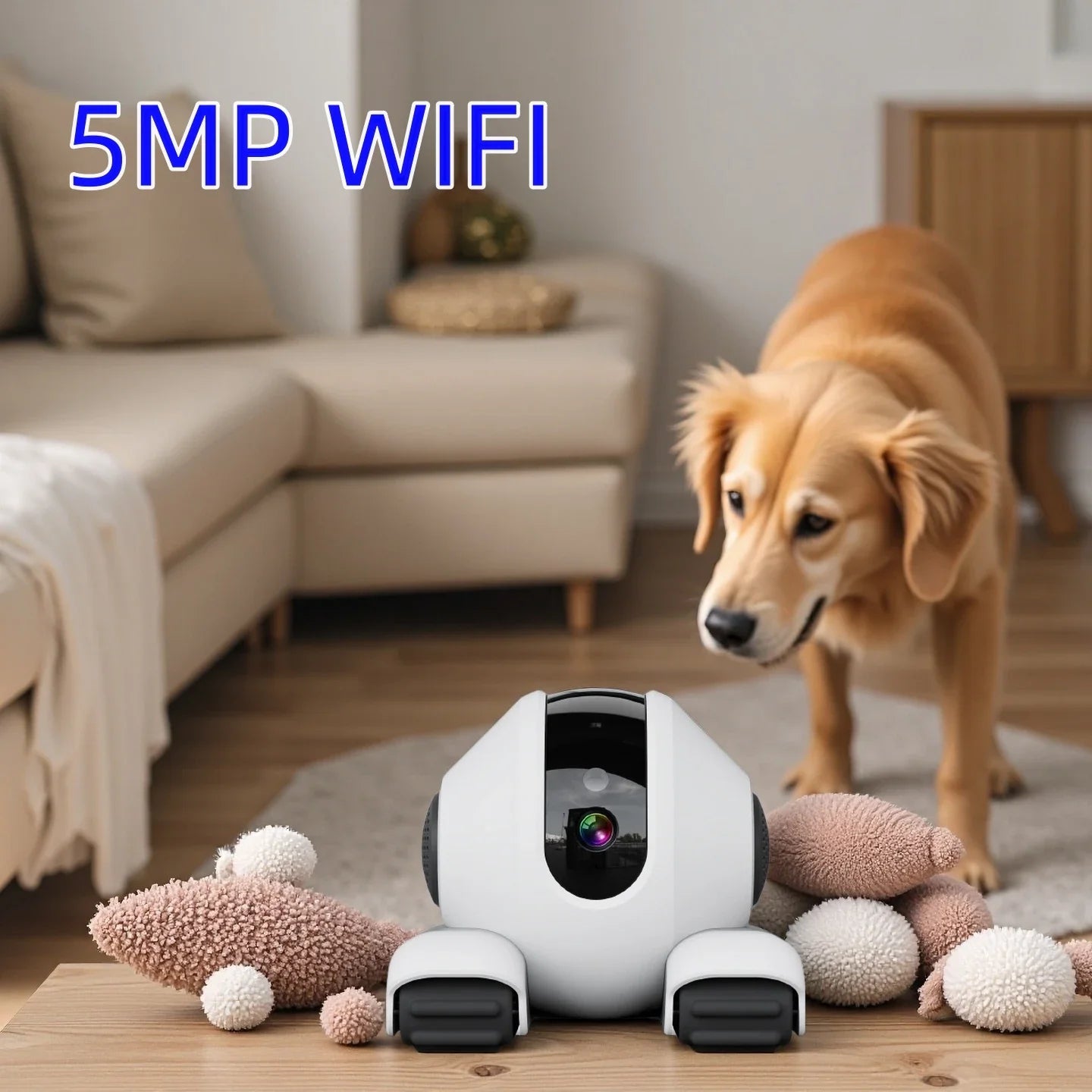 Smart Robot Pet Camera with WiFi, 5MP HD Lens, Motion Alerts & Two-Way Talk for Home Monitoring