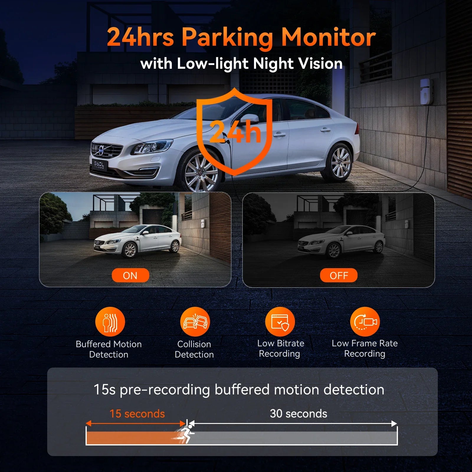 2.7K Dash Camera with Voice Control & Parking Mode