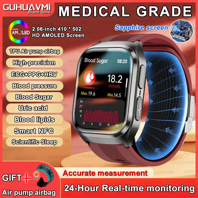 2.06" AMOLED Smartwatch ECG Blood Pressure Monitor