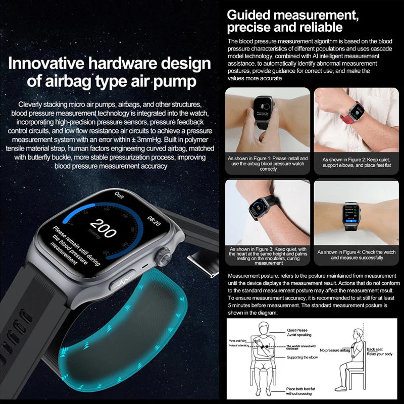 Smart Health Watch with Blood Pressure and Glucose Monitor
