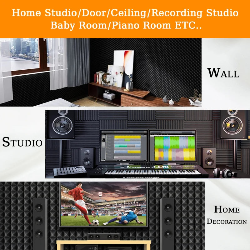 White Acoustic Foam 24-Pcs with Tapes Medium Density Panels for Studio, Bedroom, Home Theater