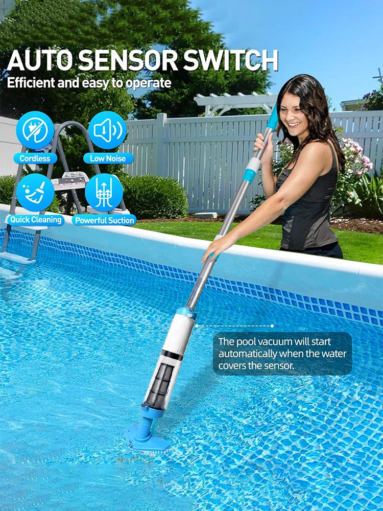 Portable Handheld Pool Cleaner with Adjustable Pole for Spas and Bathtubs