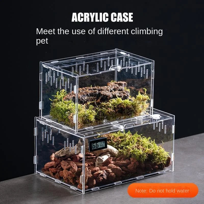 12x12x20cm Acrylic Terrarium Cage for Reptiles & Insects