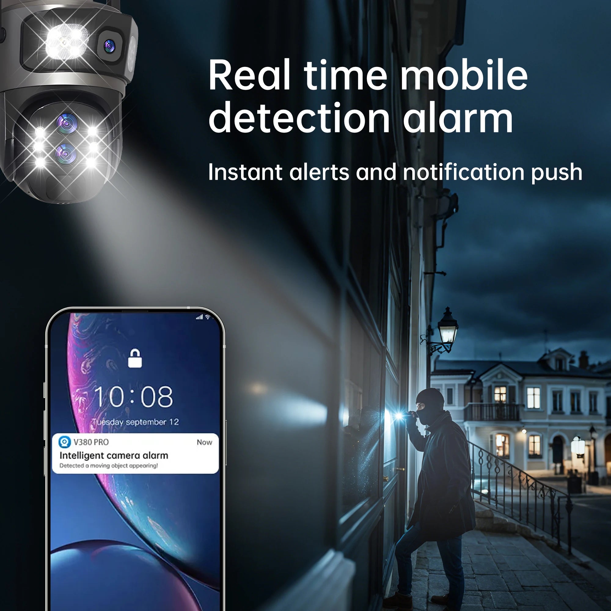 4G Solar-Powered Outdoor Security Camera 6K 12MP with 10X Zoom and 360° Tracking