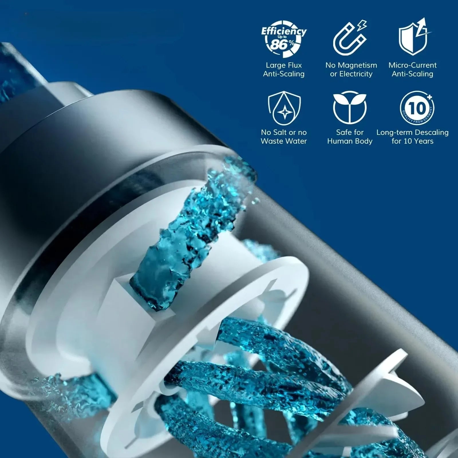 Salt-Free Whole Home Water Descaler with G3/4" Connectors for Limescale Prevention